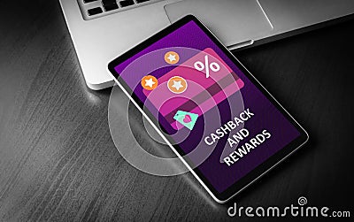 Cashback and Rewards - loyalty program and retail customer money refund service concept. Discount card with rewarding points Stock Photo