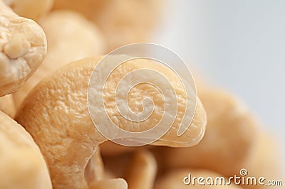 Cashew group. Close-up. White background . Isolated Stock Photo