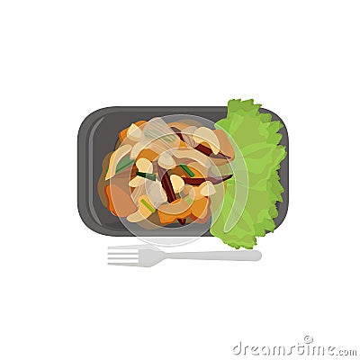 thai food Cashew Nuts In Stir-Fried Chicken Vector Illustration