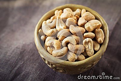 Cashews in a bowl Stock Photo