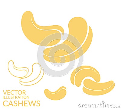 Cashews. Icon set Vector Illustration
