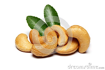 Cashews and leaves Stock Photo