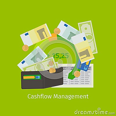 Cashflow management cartoon illustration Vector Illustration