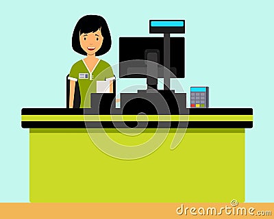 Cashier Vector Illustration