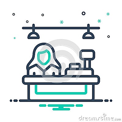 Mix icon for Cashiers, clerk and bank Vector Illustration