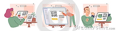 Cashless. Contactless payment and touchless technology provide convenient and safer ways to make transactions Vector Illustration