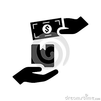 Cashondelivery, courier, deliver icon. Black vector graphics Stock Photo