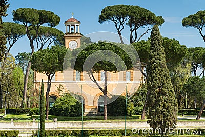 Casina dell'Orologio at park Villa Borghese Stock Photo