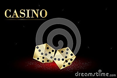 Casino background. VIP vector illustration of casino gaming background with playing golden dice. Vector Illustration