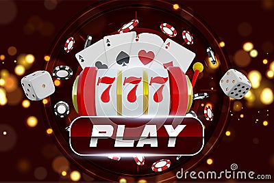 Casino background roulette wheel with playing chips. Online casino poker table concept design. Slot machine with lucky Vector Illustration