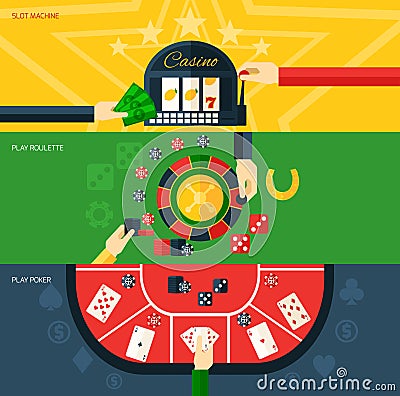 Casino Banner Set Vector Illustration