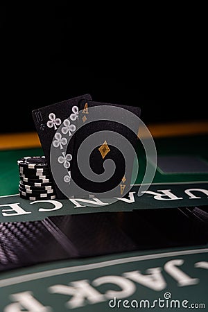 Casino Black Jack table Stock Photo