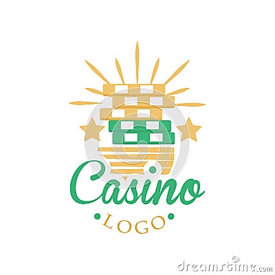 Casino and card poker logo, vintage gambling badge or emblem vector Illustration Vector Illustration