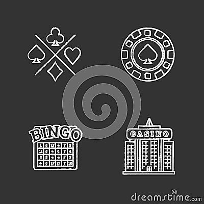 Casino chalk icons set Vector Illustration