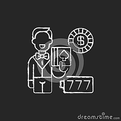 Casino chalk white icon on black background Vector Illustration