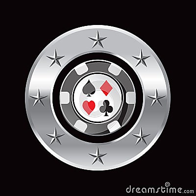 Casino chip in silver circle star Vector Illustration