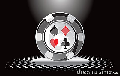 Casino chip under spotlight Vector Illustration