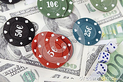 Casino, chips, money. Stock Photo