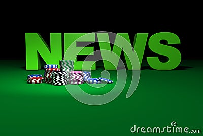 Casino Chips And News Sign Stock Photo