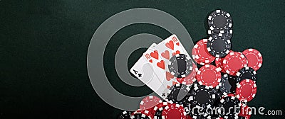 Casino chips and poker cards Stock Photo