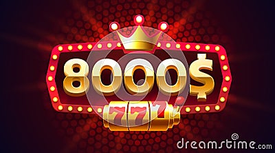 Casino coupon special voucher 8000 dollar, Check banner special offer. Vector illustration Vector Illustration