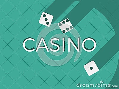 Casino dice, flat cubes with a shadow on a green table, top view. Vector Vector Illustration