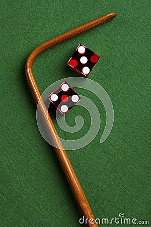 Casino Dice and Stick Stock Photo