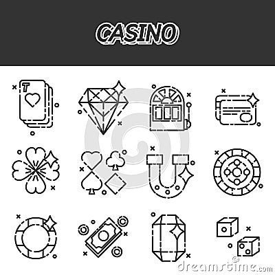 Casino flat icons set Vector Illustration