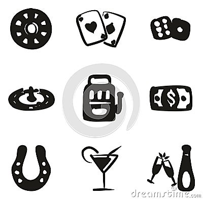 Casino Or Gambling Icons Freehand Fill Vector Illustration