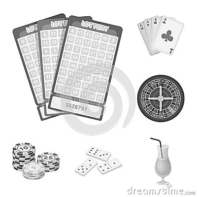 Casino and gambling monochrome icons in set collection for design. Casino and equipment vector symbol stock web Vector Illustration