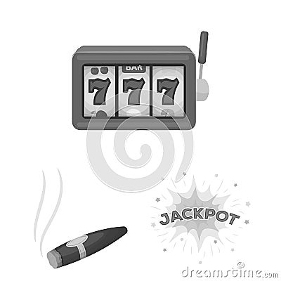 Casino and gambling monochrome icons in set collection for design. Casino and equipment vector symbol stock web Vector Illustration