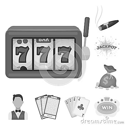 Casino and gambling monochrome icons in set collection for design. Casino and equipment vector symbol stock web Vector Illustration