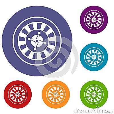 Casino gambling roulette icons set Vector Illustration