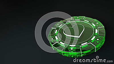 Casino Green Glass Chip Concept - 3D Illustration Stock Photo