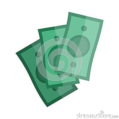 Casino Green Money on White. Paper Notes. Vector Illustration