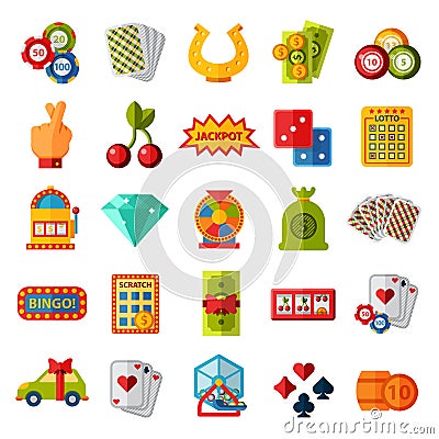 Casino icons set isolated vector illustration. Vector Illustration