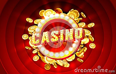 Casino label frame, golden banner, border winner, Vegas game. Vector Vector Illustration