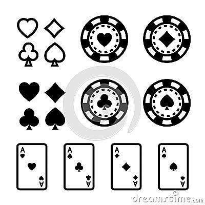 Casino line icon set Vector Illustration