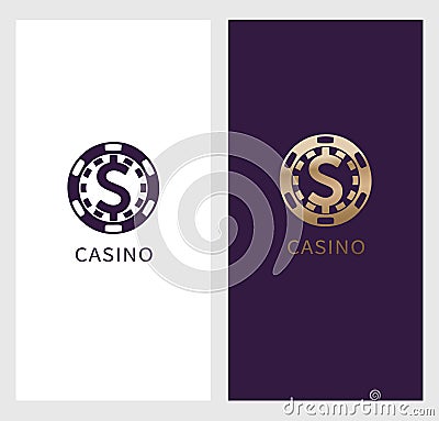 Casino logo banner, dollar sign icon in chip,royal label symbol,logotype concept. Will be suitable for flyer,poster Vector Illustration