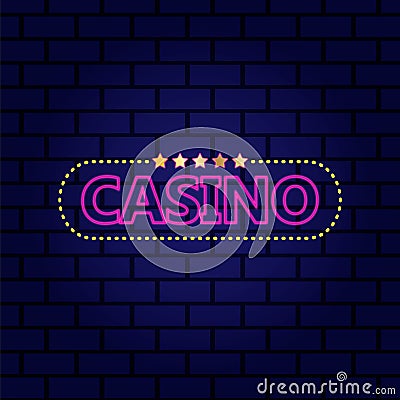 Casino luck lottery retro neon on wall. Stock Photo