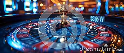 Casino Nights: Roulette Dreams and High Stakes. Concept Casino Nights, Roulette Dreams, High Stakes, Glamourous Gambling, Chance Stock Photo