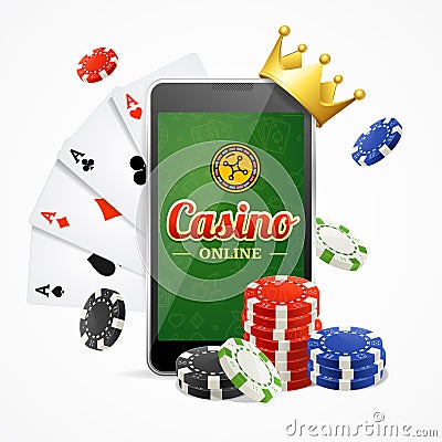 Casino Online Mobile Concept. Vector Vector Illustration