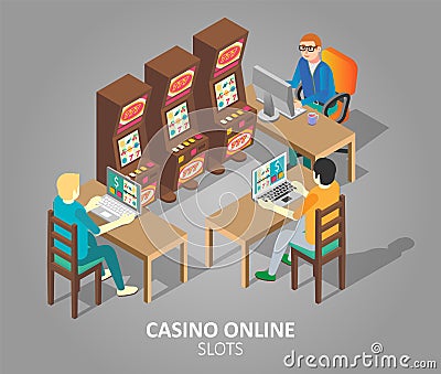 Casino online slots vector isometric illustration Vector Illustration