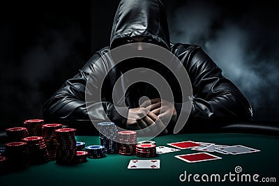 Casino player rich dealer croupier gambling blackjack poker roulette table white luxury shirt hands cards chips stacks Stock Photo