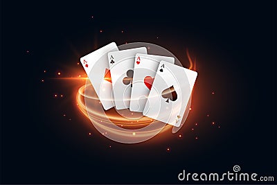 Casino playing card with golden light streak Vector Illustration