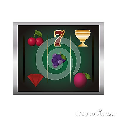 casino poker board cup seven jackpot diamond cherry grapes Cartoon Illustration