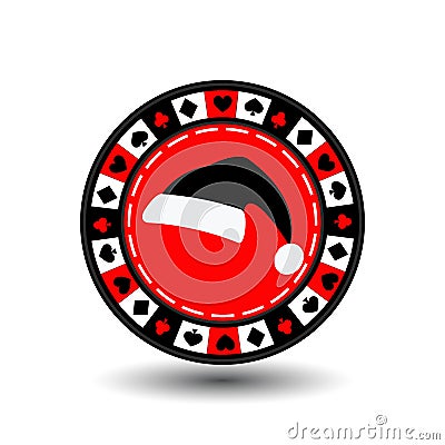 Casino poker chip Christmas new year. Icon EPS 10 illustration on a white background to separate easily. Use for websites, Cartoon Illustration