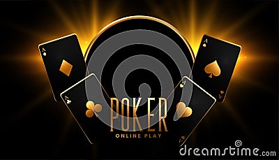 Casino poker game background in black and gold colors Vector Illustration