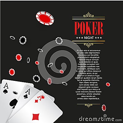 Casino Poker poster or banner background or flyer template. Vector Illustration