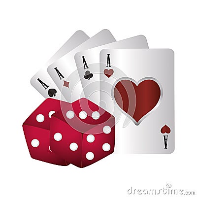 casino poker suits card aces dices Cartoon Illustration